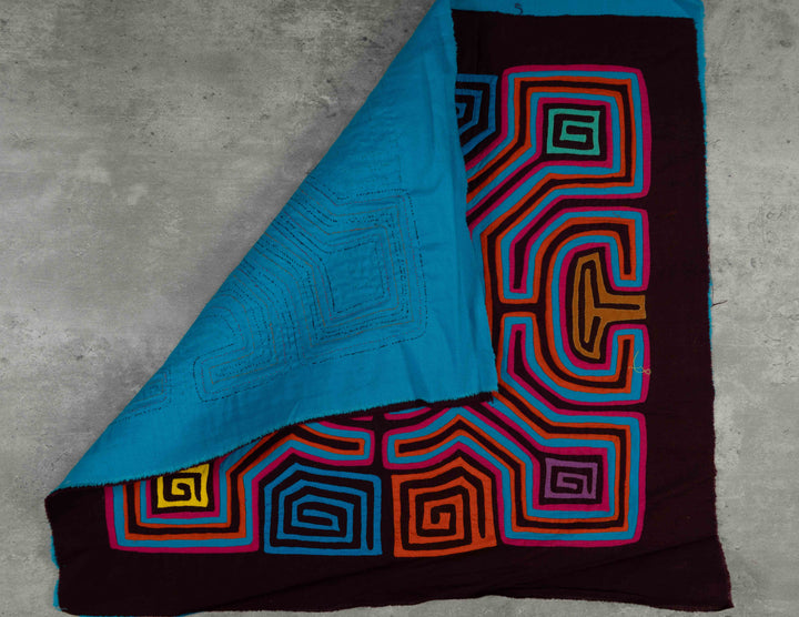 Maroon And Turquoise Classic Kuna Design Mola