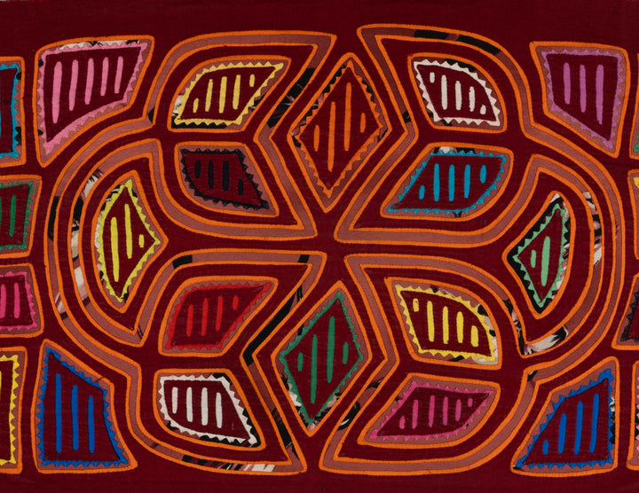 Maroon And Orange Traditional Artful Design Mola