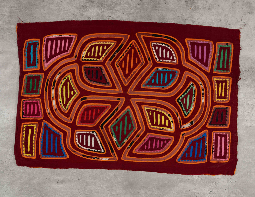 Maroon And Orange Traditional Artful Design Mola