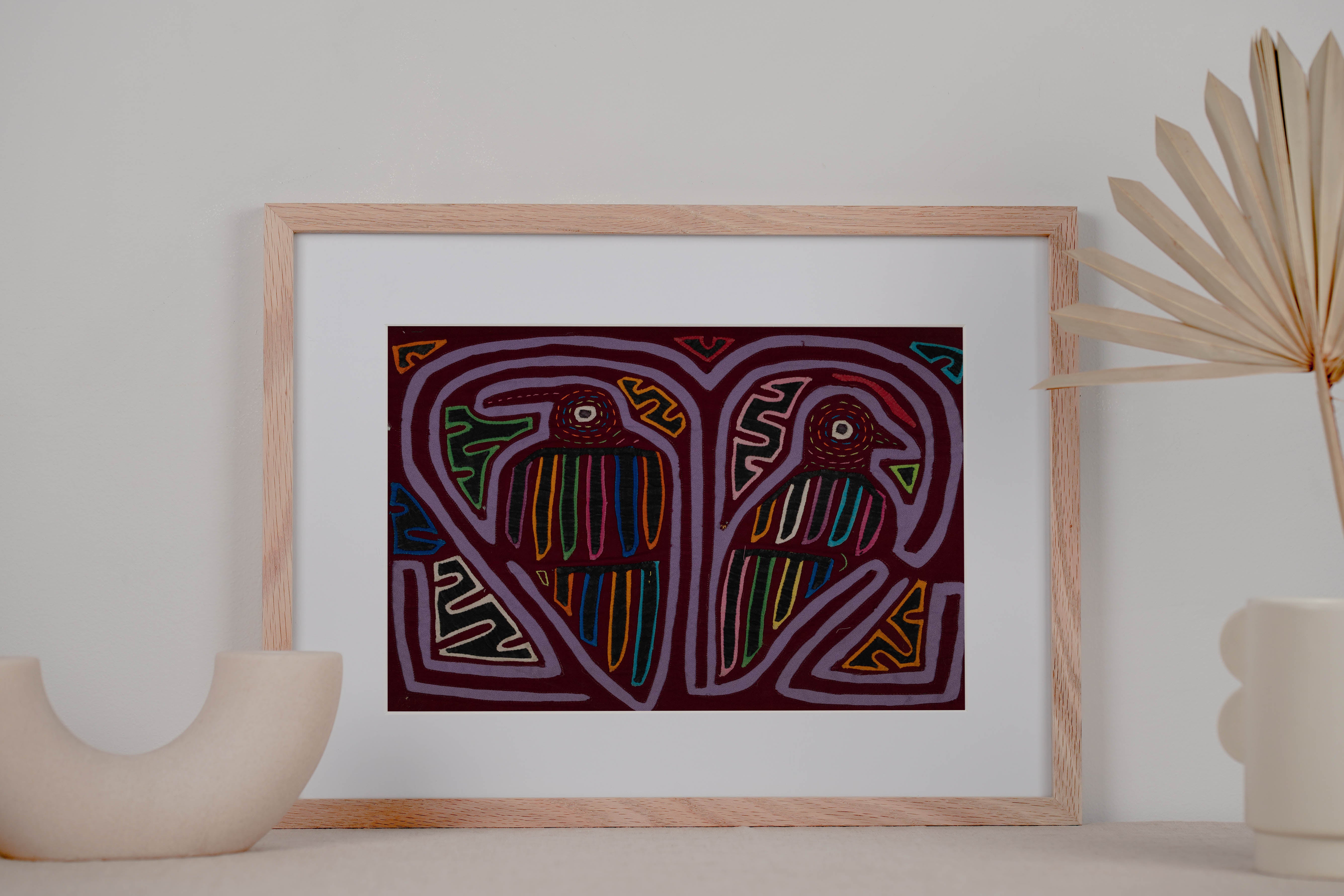 Burgundy And Purple Lovebird Heart Mola