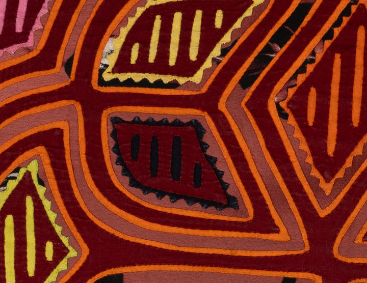 Maroon And Orange Traditional Artful Design Mola