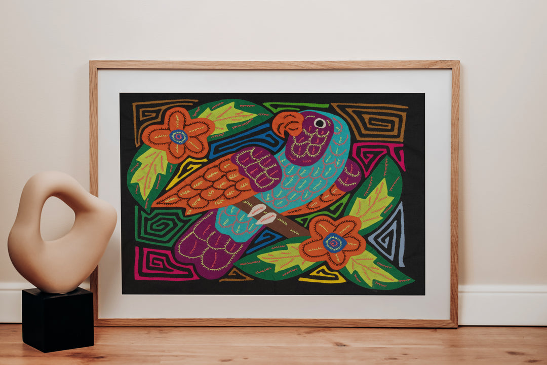 Blue Orange And Purple Parrot Bird Mola