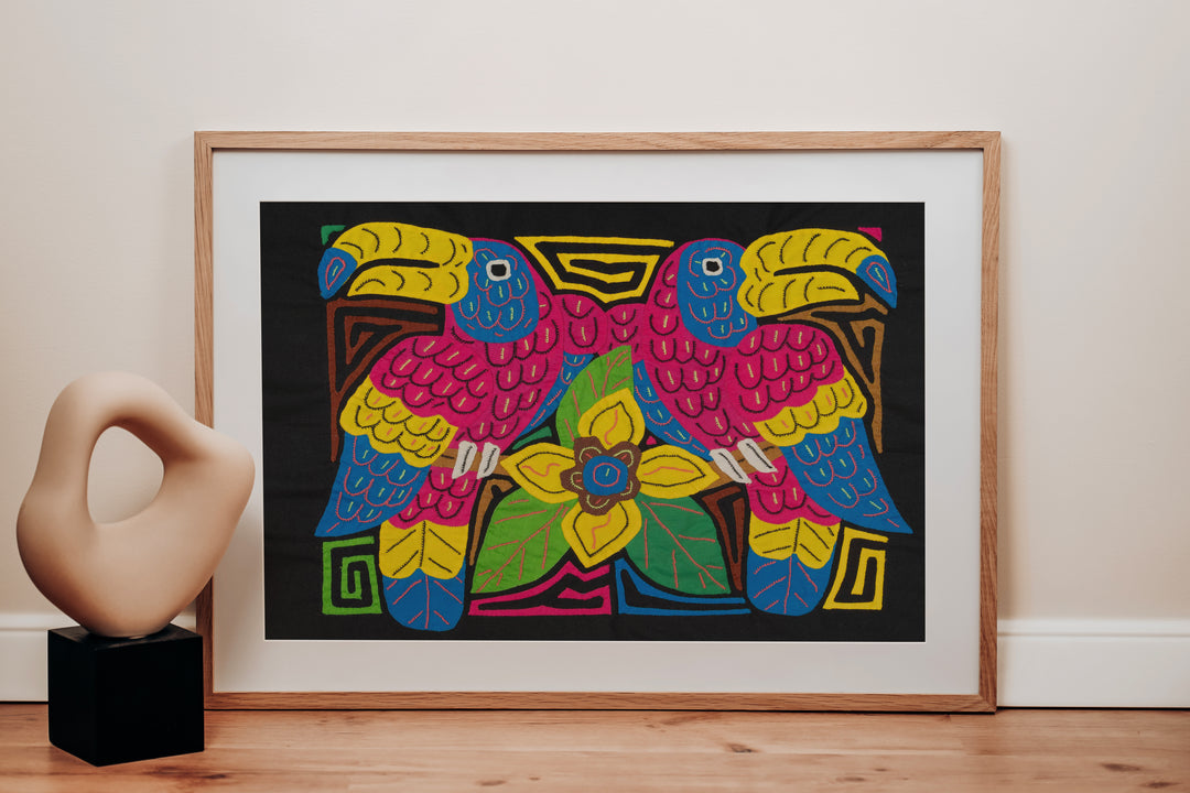 Two Red Yellow And Blue Toucan Parrot Bird Mola