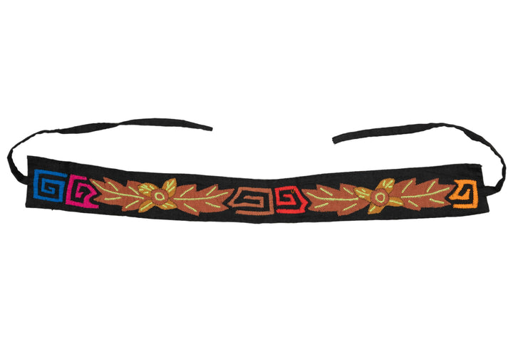 Panama Mola Headband Brown Duet Flower