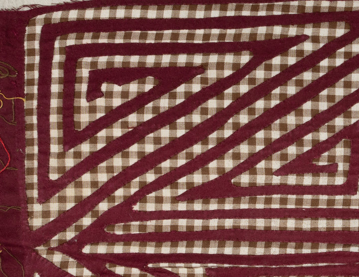 Vintage Maroon And Black And White Check Mola