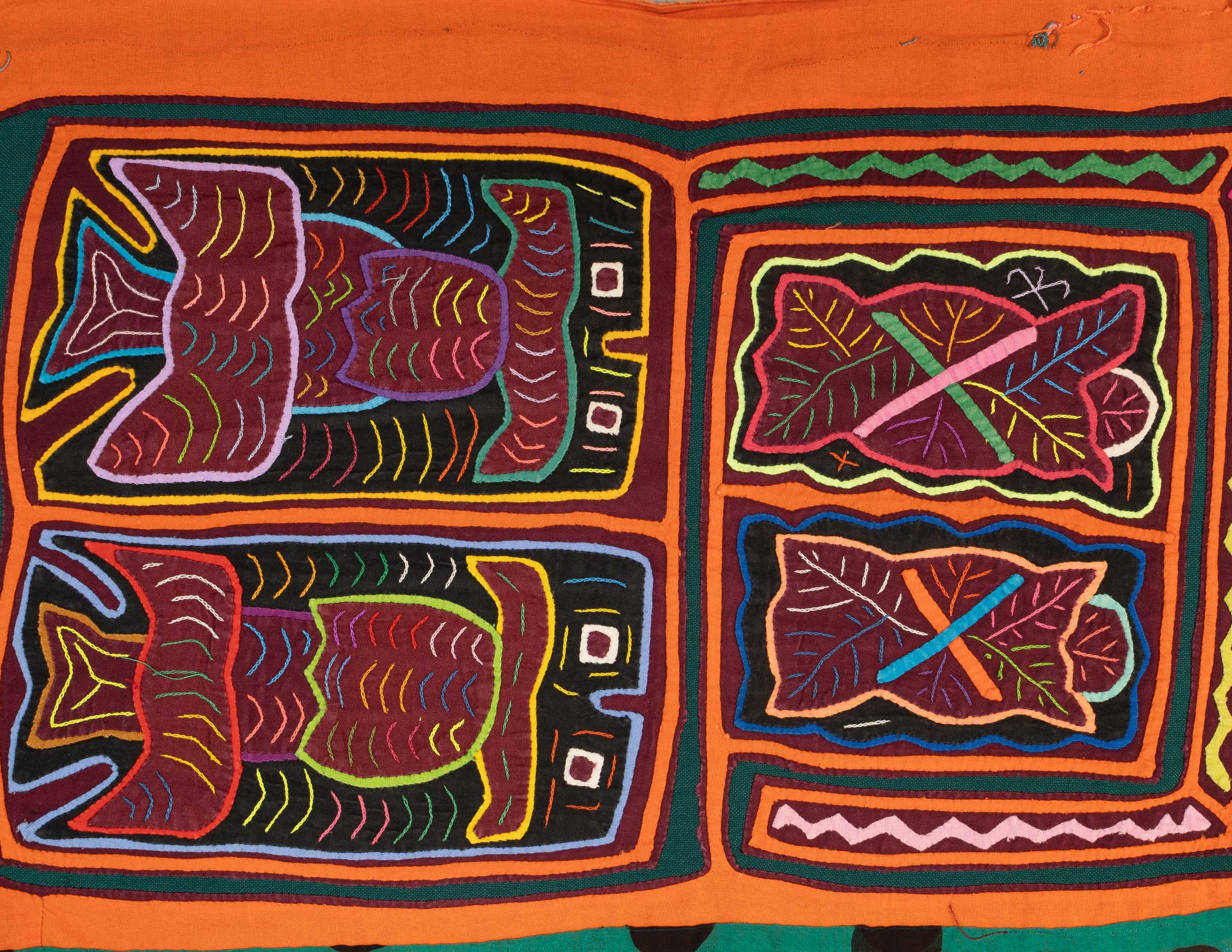 Orange And Green Traditional Mola