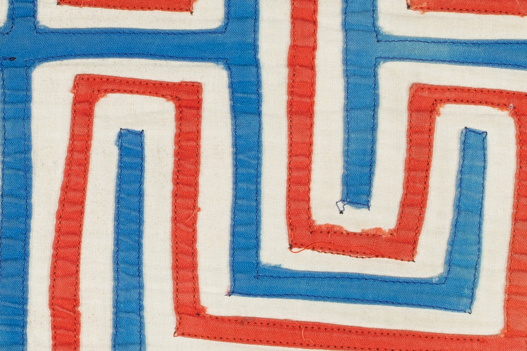 Vintage Red White And Blue Machine Stitch Mola