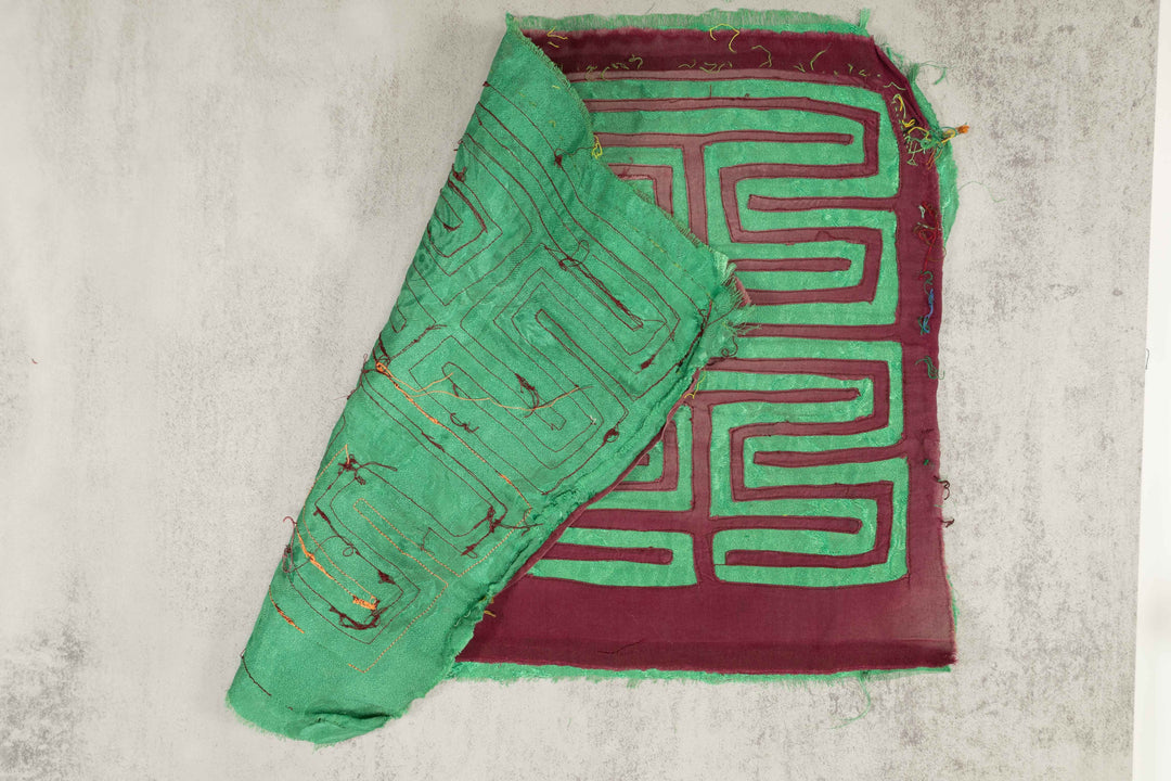 Vintage Green And Maroon Former Blouse Mola