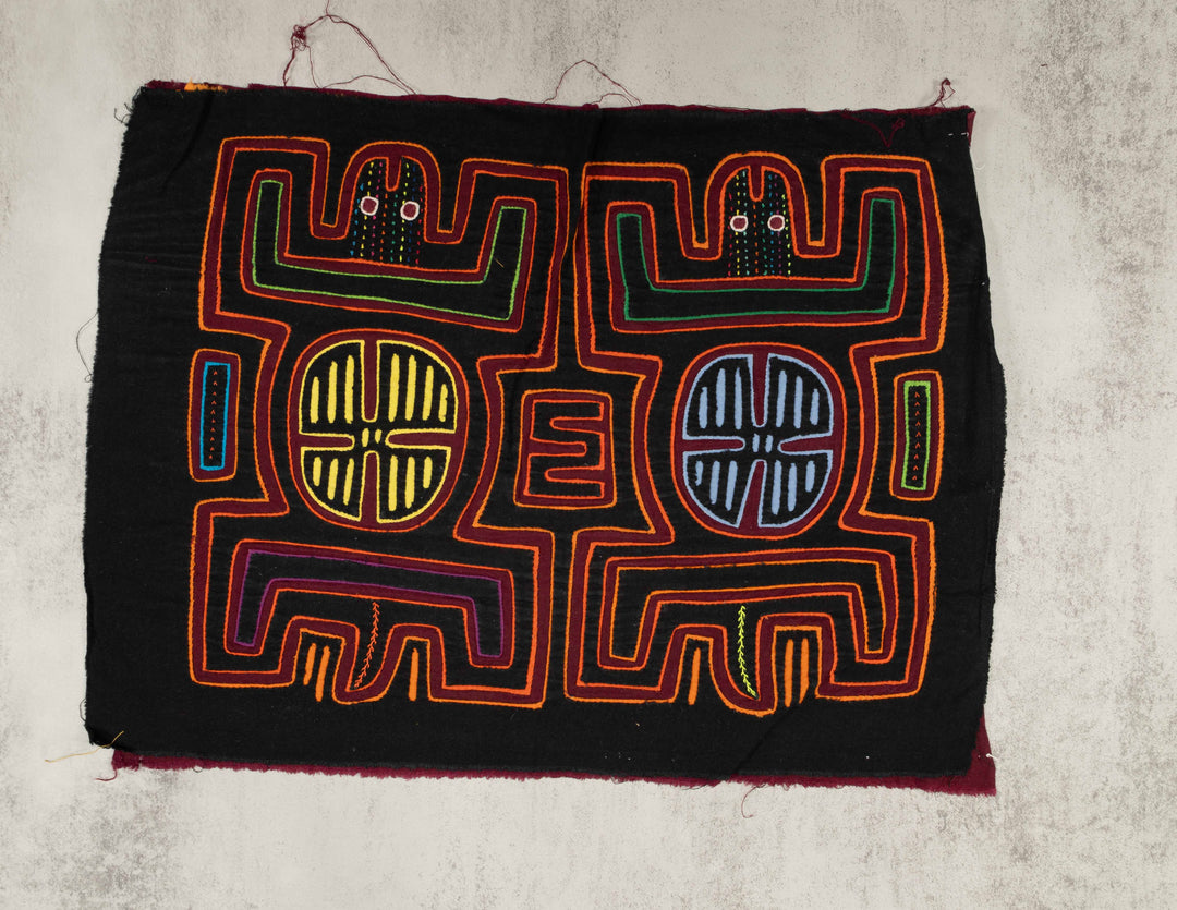 Black And Burgundy Pre-Colombian Design Mola