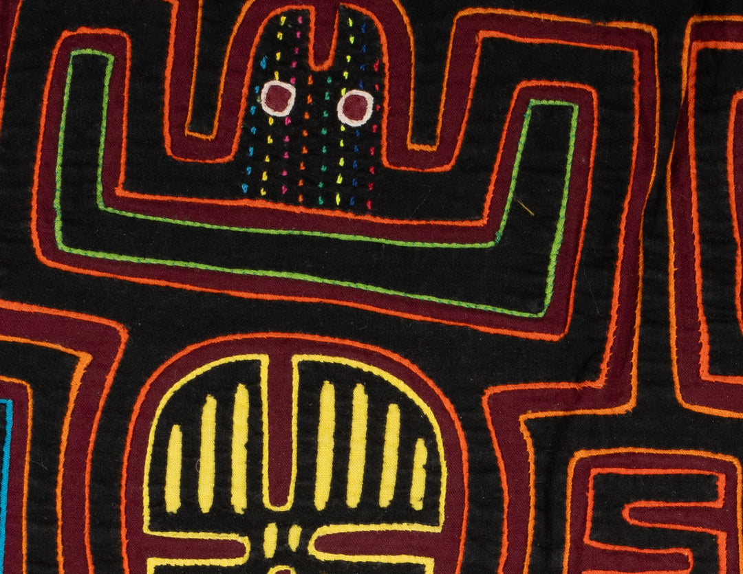 Black And Burgundy Pre-Colombian Design Mola