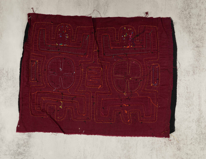 Black And Burgundy Pre-Colombian Design Mola