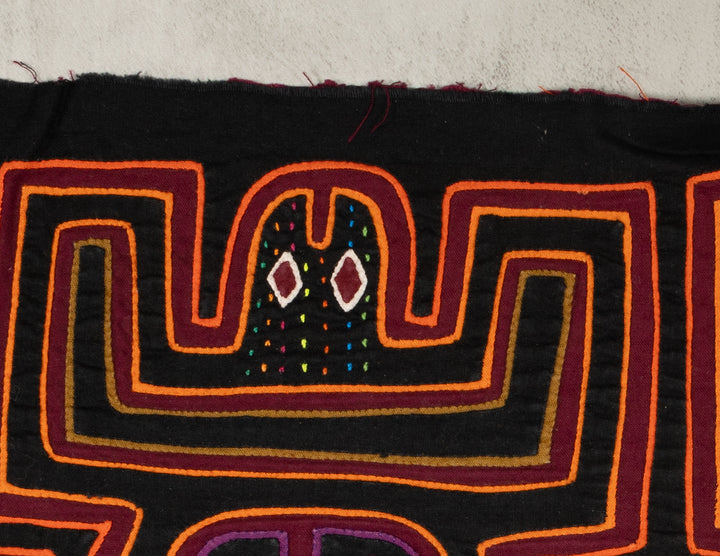 Black And Burgundy Pre-Colombian Design Mola