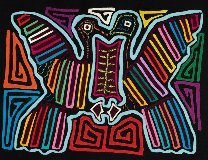 Black And Aqua Bird Kiss Optical Illusion Mola