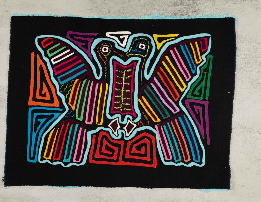 Black And Aqua Bird Kiss Optical Illusion Mola