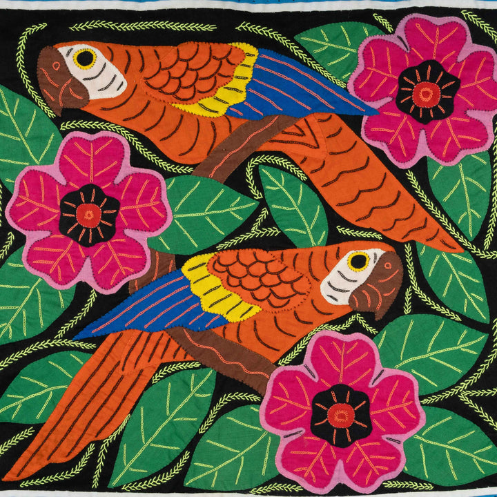 Two Parrot Bird And Three Flower Mola