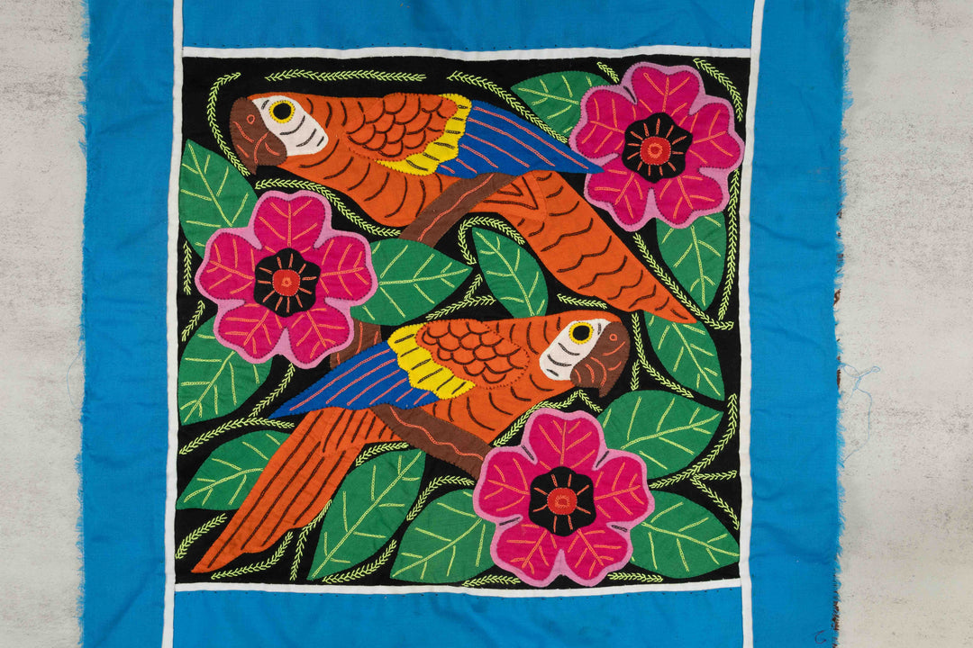 Two Parrot Bird And Three Flower Mola