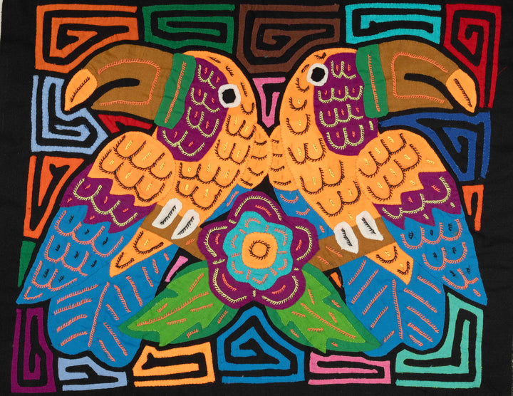 Two Gold And Blue Toucan Parrot Bird Mola