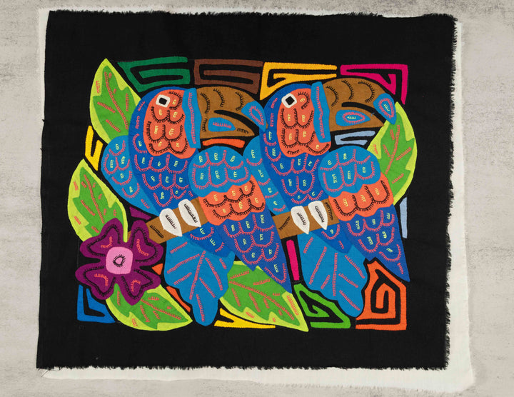 Two Blue Toucan Parrot Bird Mola