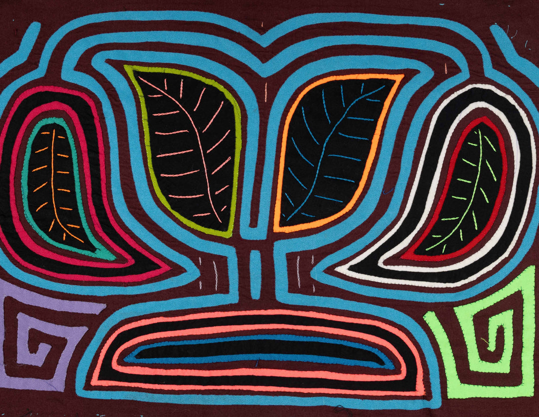 Burgundy And Turquoise Floral optical Illusion Mola