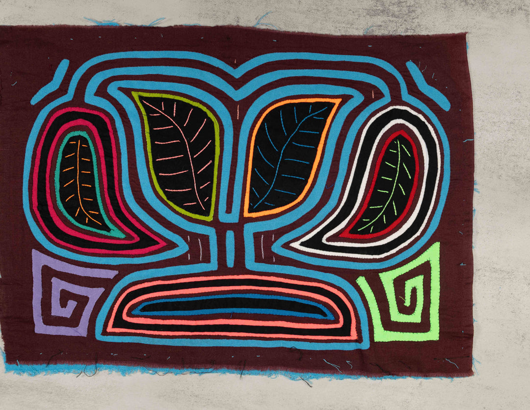 Burgundy And Turquoise Floral optical Illusion Mola
