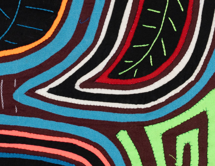 Burgundy And Turquoise Floral optical Illusion Mola