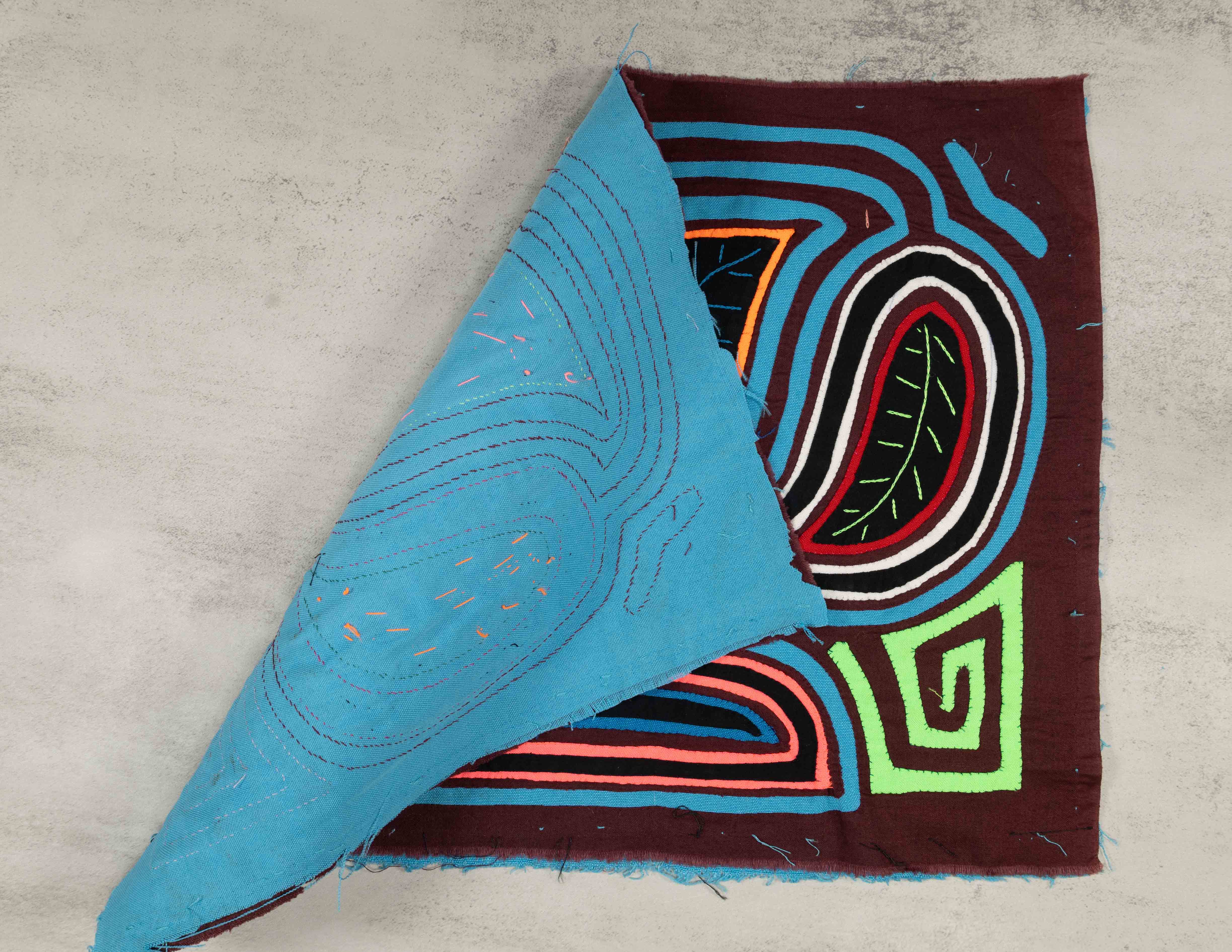 Burgundy And Turquoise Floral optical Illusion Mola