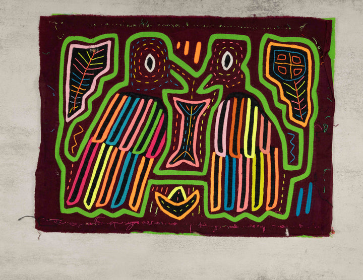Burgundy And Green Bird Beak Kisses Mola