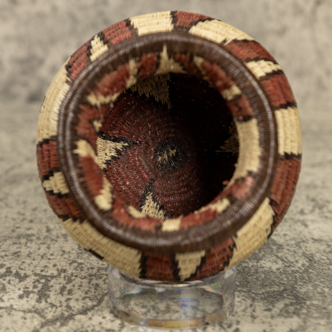Small Brown And White Hand Woven Rainforest Basket