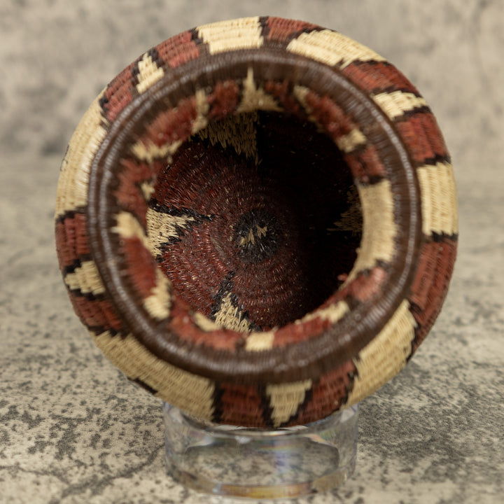 Small Brown And White Hand Woven Rainforest Basket
