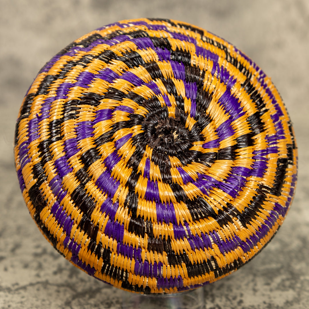Small Purple And Gold Hand Woven Rainforest Basket