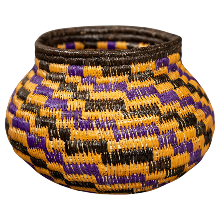 Small Purple And Gold Hand Woven Rainforest Basket