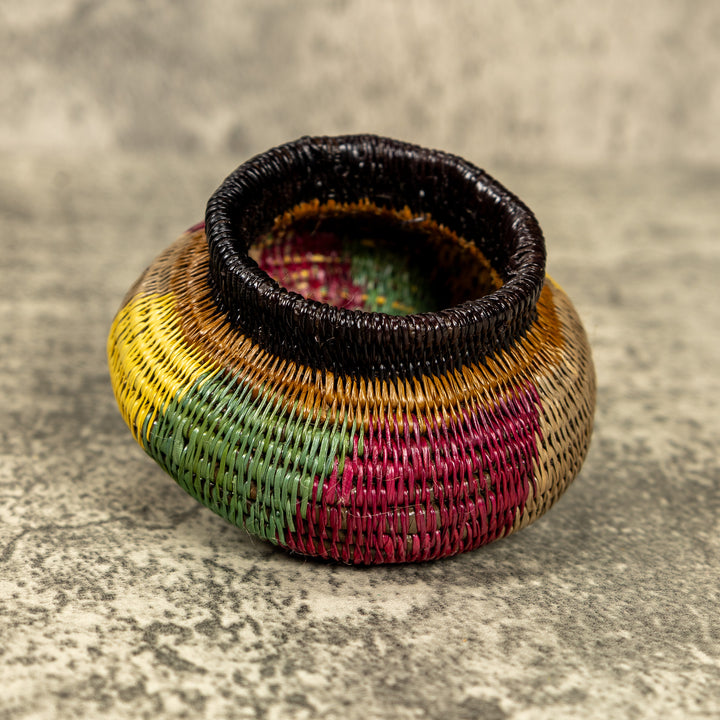 Small Multicolor Hand Woven Rainforest Basket
