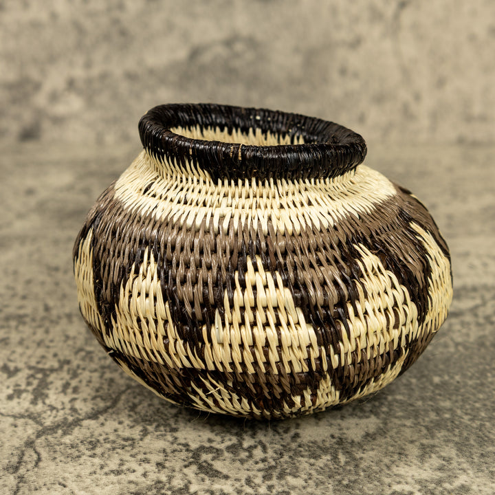 Gray And White Hand Woven Rainforest Basket