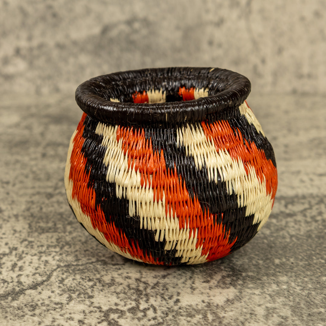 Orange And Black Hand Woven Rainforest Basket