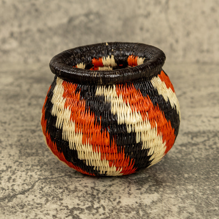 Orange And Black Hand Woven Rainforest Basket