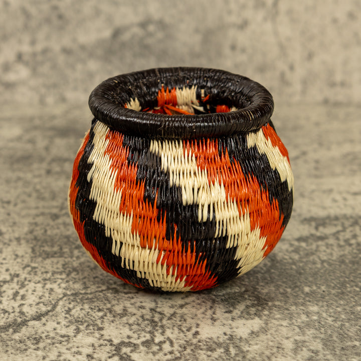 Orange And Black Hand Woven Rainforest Basket