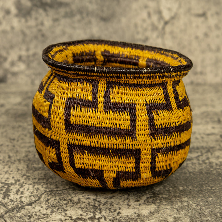 Gold And Black Hand Woven Rainforest Basket
