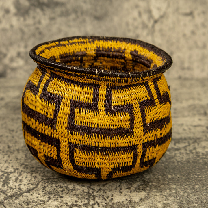 Gold And Black Hand Woven Rainforest Basket