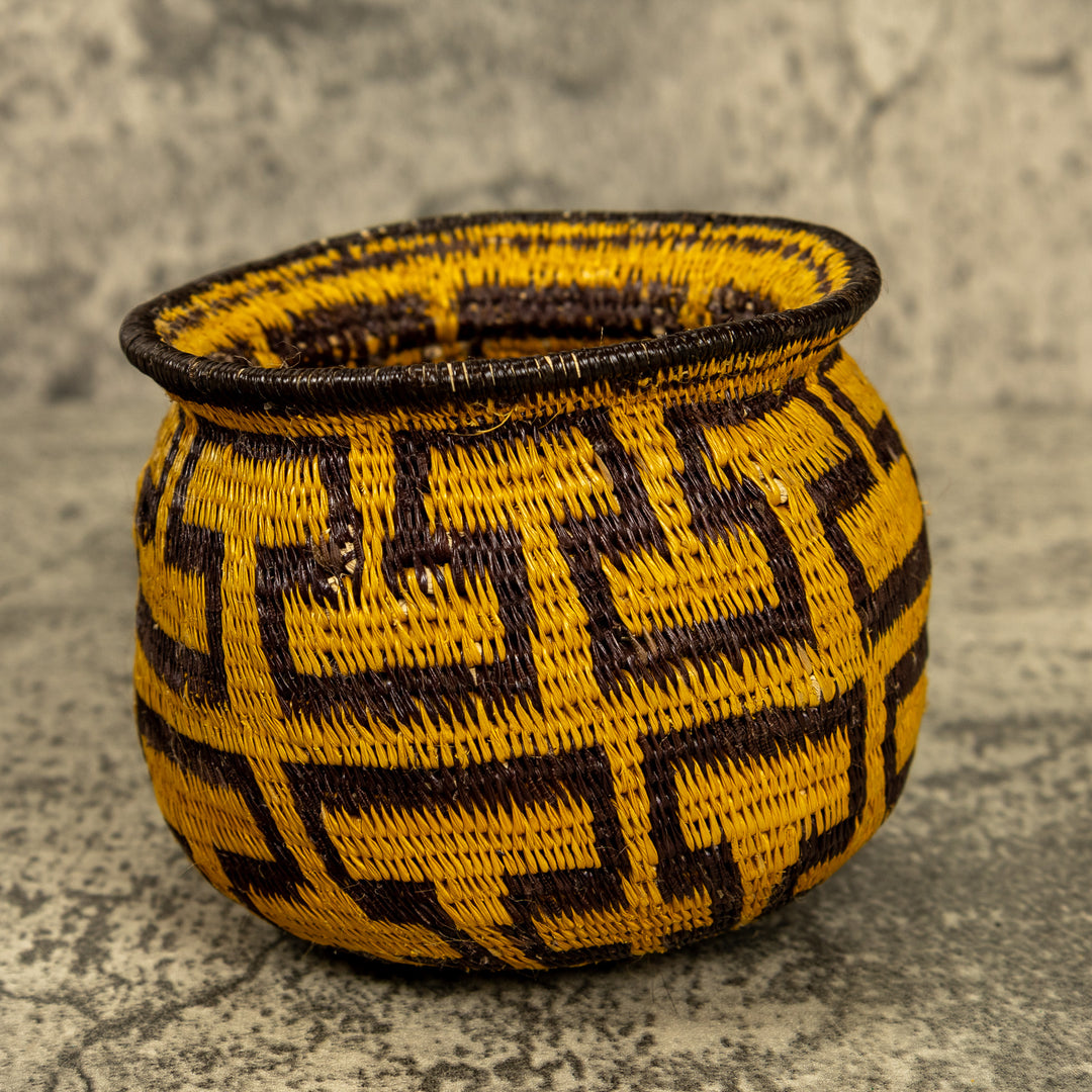 Gold And Black Hand Woven Rainforest Basket