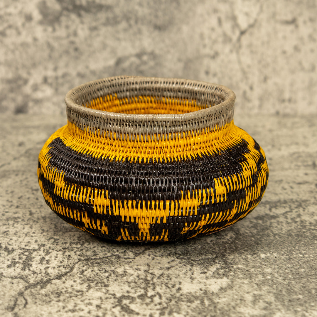 Gold And Black Hand Woven Rainforest Basket