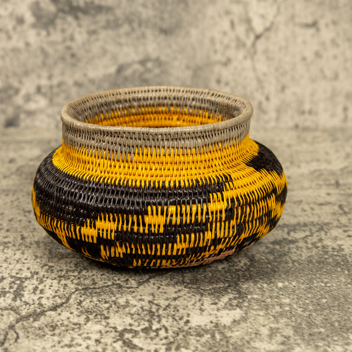 Gold And Black Hand Woven Rainforest Basket