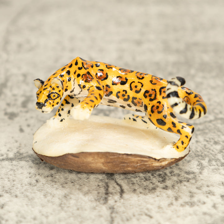 Jaguar Cat Tagua Nut Carving