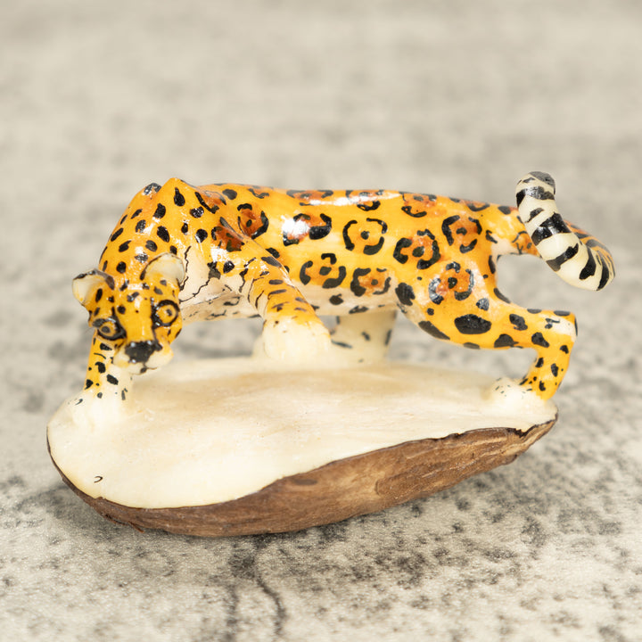 Jaguar Cat Tagua Nut Carving