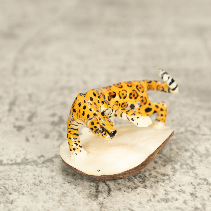 Jaguar Cat Tagua Nut Carving