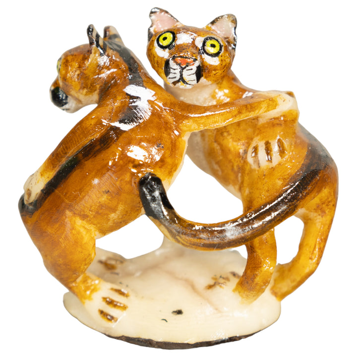 2 Puma Mountain Lion Tagua Nut Carving