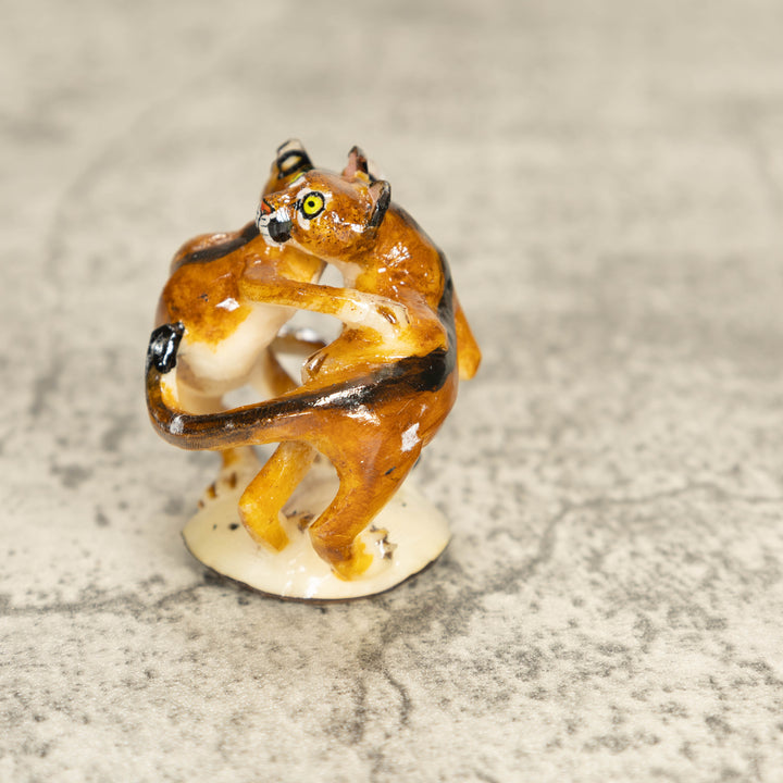 2 Puma Mountain Lion Tagua Nut Carving