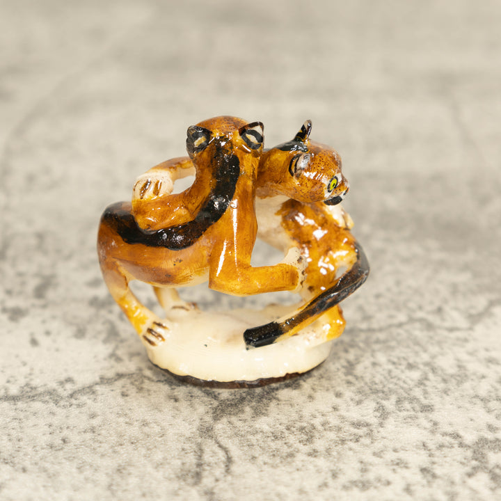 2 Puma Mountain Lion Tagua Nut Carving