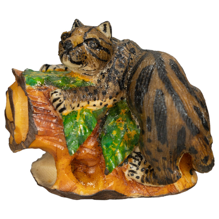 Jaguar On Log Tagua Nut Carving
