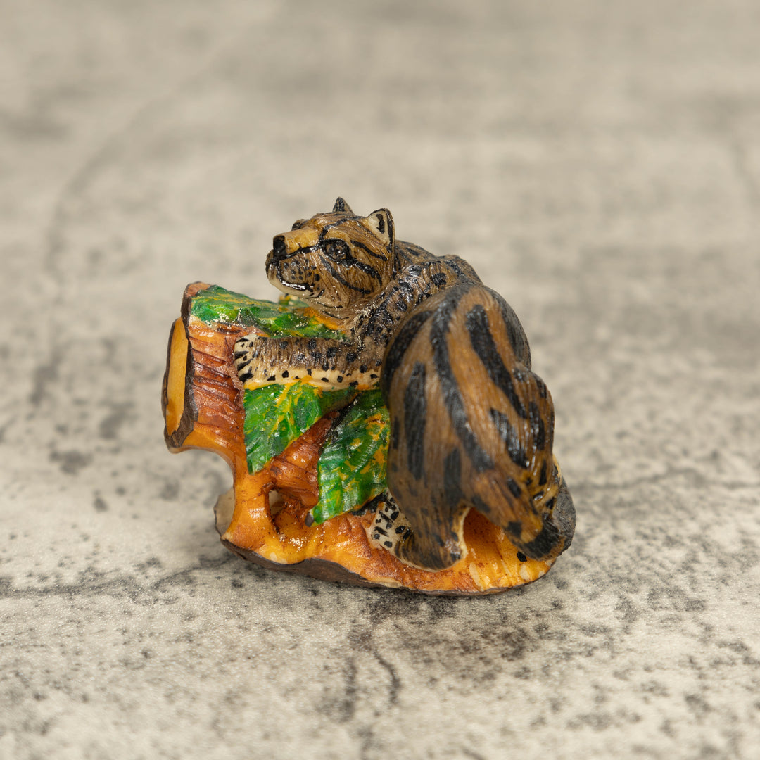Jaguar On Log Tagua Nut Carving
