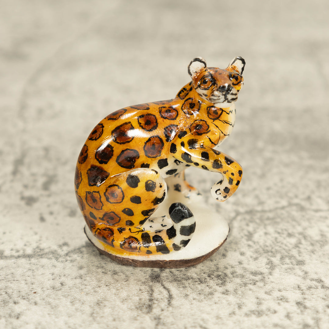 Jaguar Cat Tagua Nut Carving